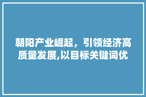 朝阳产业崛起，引领经济高质量发展,以目标关键词优化为例_朝阳网站目标关键词优化