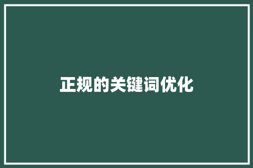 正规的关键词优化