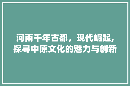 河南千年古都，现代崛起,探寻中原文化的魅力与创新发展_河南关键词搜索优化