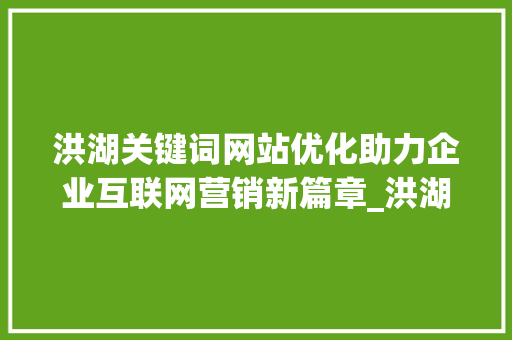 洪湖关键词网站优化助力企业互联网营销新篇章_洪湖关键词网站优化