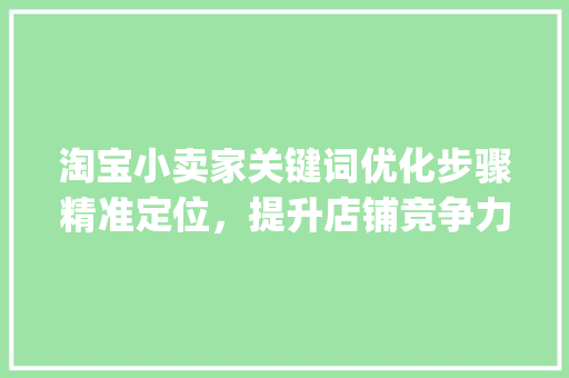淘宝小卖家关键词优化步骤精准定位，提升店铺竞争力_淘宝小卖家关键词优化