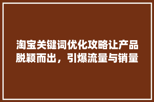 淘宝关键词优化攻略让产品脱颖而出，引爆流量与销量_淘宝怎样优化产品关键词