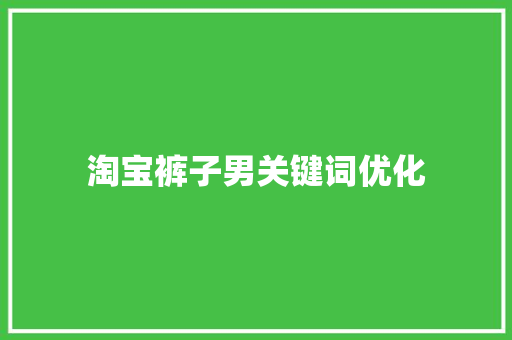 淘宝裤子男关键词优化