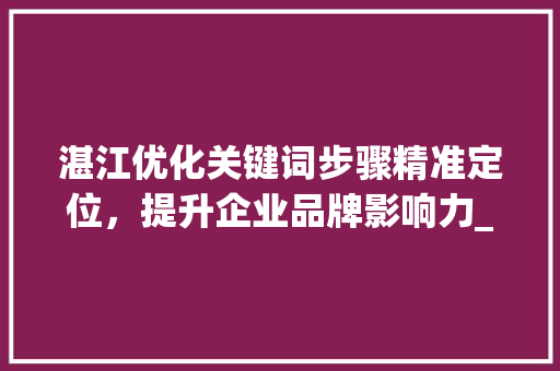湛江优化关键词步骤精准定位，提升企业品牌影响力_湛江优化关键词单价
