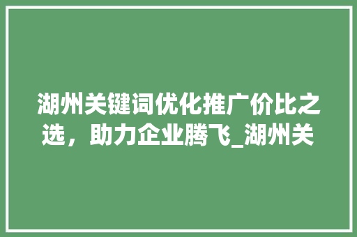湖州关键词优化推广价比之选，助力企业腾飞_湖州关键词优化推广价格