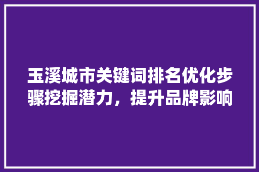 玉溪城市关键词排名优化步骤挖掘潜力，提升品牌影响力_玉溪关键词排名优化