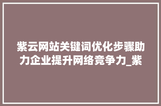 紫云网站关键词优化步骤助力企业提升网络竞争力_紫云网站关键词优化