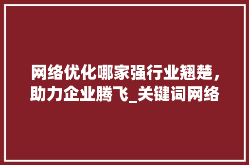 网络优化哪家强行业翘楚，助力企业腾飞_关键词网络优化哪家好