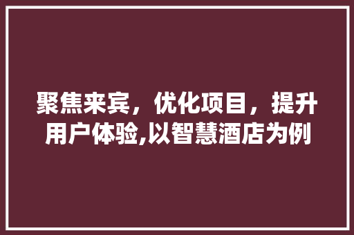 聚焦来宾，优化项目，提升用户体验,以智慧酒店为例_来宾关键词优化项目