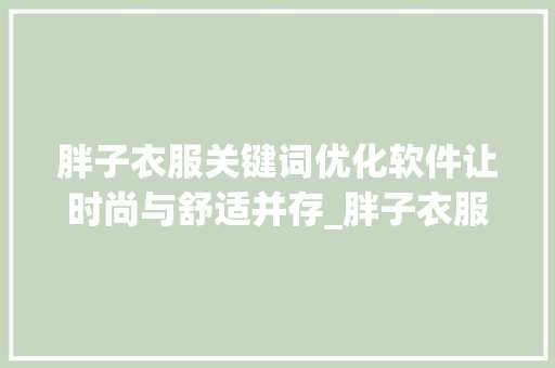 胖子衣服关键词优化软件让时尚与舒适并存_胖子衣服关键词优化软件