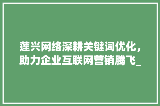 莲兴网络深耕关键词优化，助力企业互联网营销腾飞_莲兴网络关键词优化