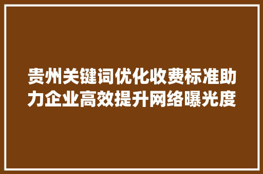 贵州关键词优化收费标准助力企业高效提升网络曝光度_贵州关键词优化收费标准