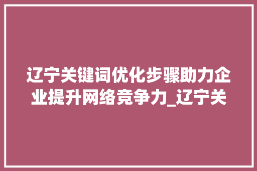 辽宁关键词优化步骤助力企业提升网络竞争力_辽宁关键词优化咋样做