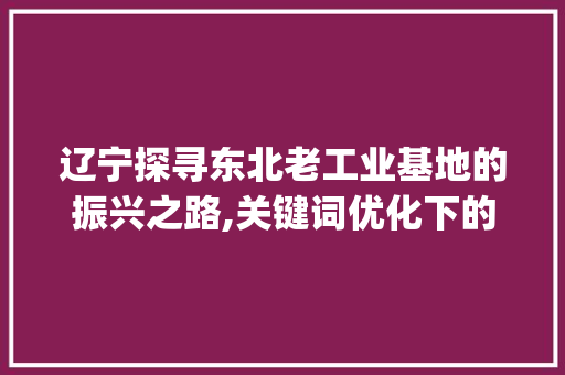 辽宁探寻东北老工业基地的振兴之路,关键词优化下的靠谱分析_辽宁关键词优化靠谱