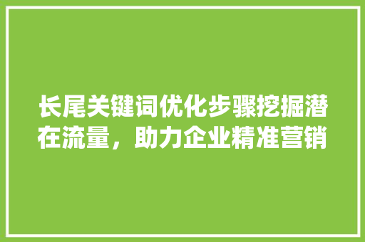 长尾关键词优化步骤挖掘潜在流量，助力企业精准营销_优化长尾的关键词