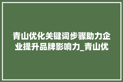 青山优化关键词步骤助力企业提升品牌影响力_青山优化关键词分析