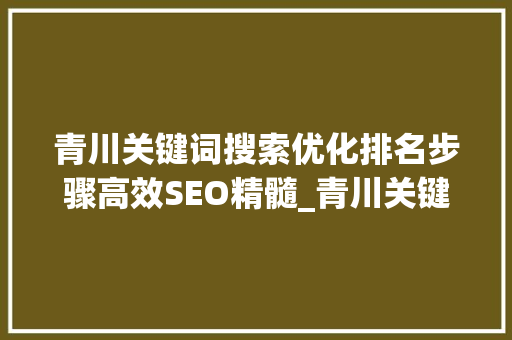青川关键词搜索优化排名步骤高效SEO精髓_青川关键词搜索优化排名