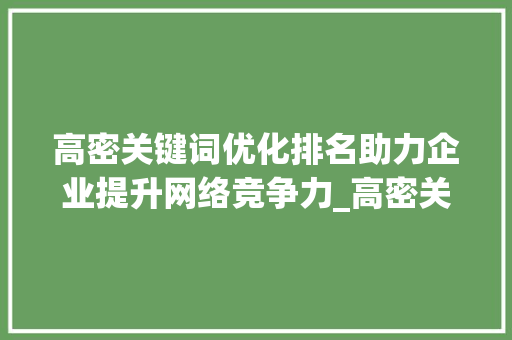 高密关键词优化排名助力企业提升网络竞争力_高密关键词优化排名