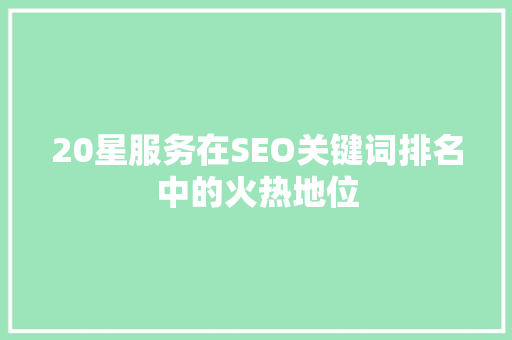 20星服务在SEO关键词排名中的火热地位