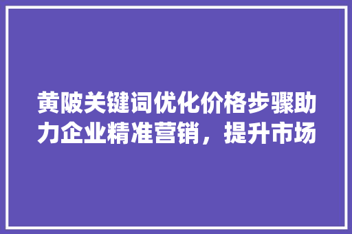 黄陂关键词优化价格步骤助力企业精准营销，提升市场竞争力_黄陂关键词优化价格