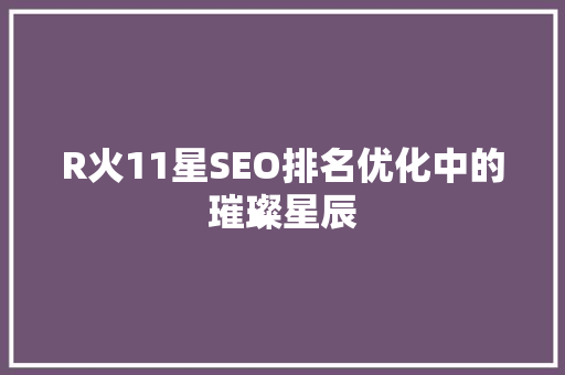 R火11星SEO排名优化中的璀璨星辰