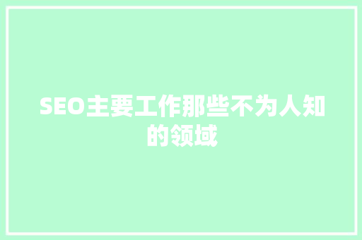 SEO主要工作那些不为人知的领域