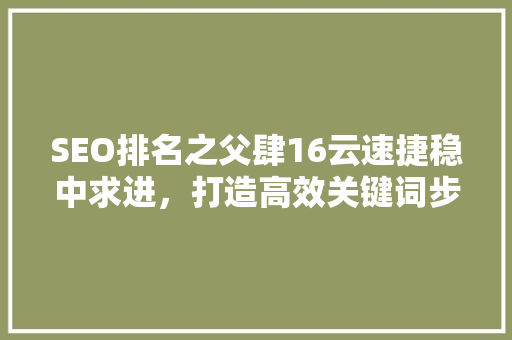 SEO排名之父肆16云速捷稳中求进，打造高效关键词步骤
