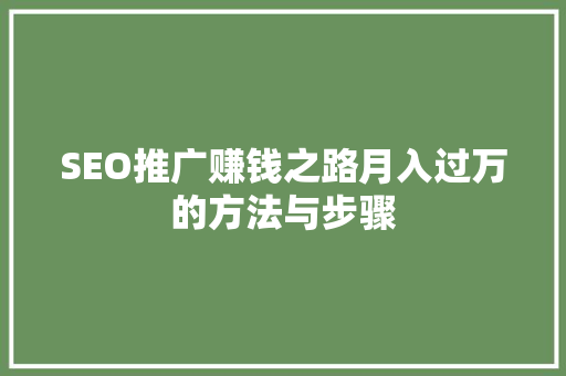 SEO推广赚钱之路月入过万的方法与步骤