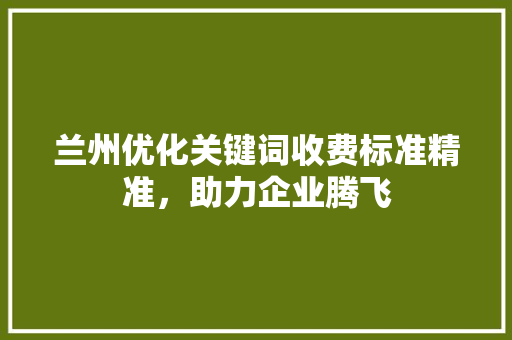兰州优化关键词收费标准精准，助力企业腾飞