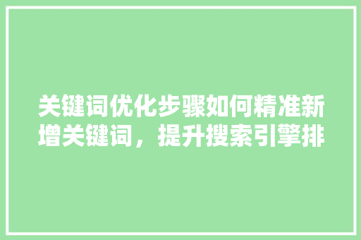 关键词优化步骤如何精准新增关键词，提升搜索引擎排名