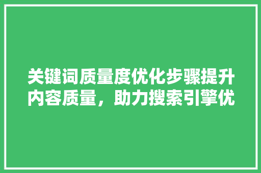 关键词质量度优化步骤提升内容质量，助力搜索引擎优化