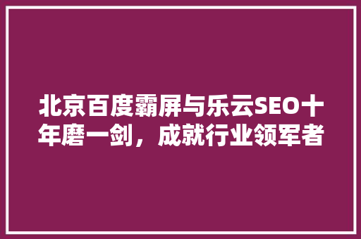 北京百度霸屏与乐云SEO十年磨一剑，成就行业领军者