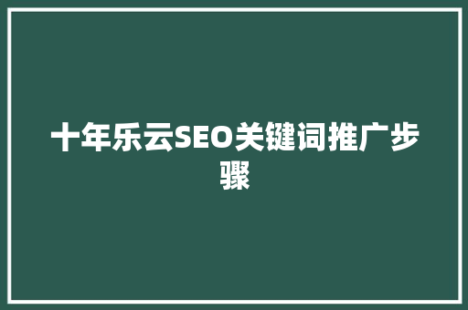 十年乐云SEO关键词推广步骤