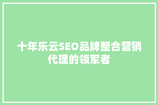 十年乐云SEO品牌整合营销代理的领军者
