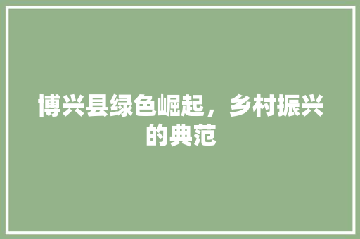 博兴县绿色崛起，乡村振兴的典范