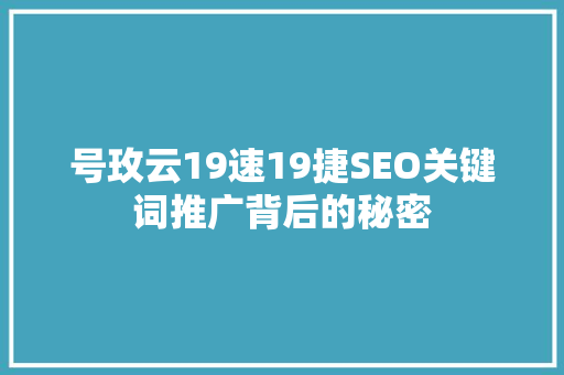 号玫云19速19捷SEO关键词推广背后的秘密