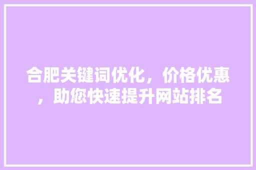 合肥关键词优化，价格优惠，助您快速提升网站排名