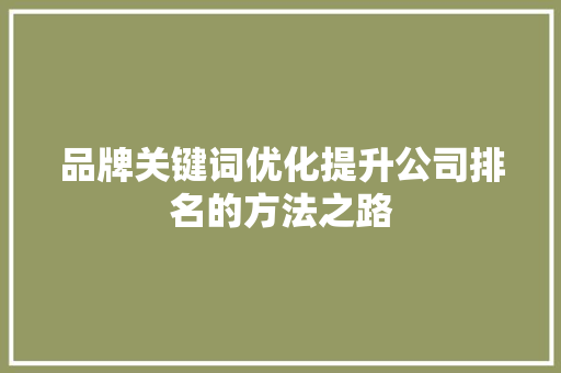 品牌关键词优化提升公司排名的方法之路