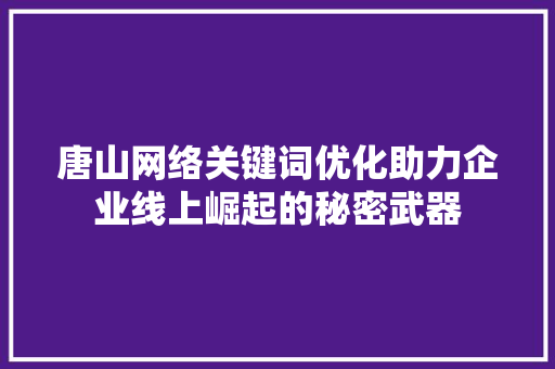 唐山网络关键词优化助力企业线上崛起的秘密武器