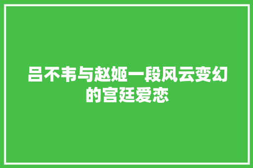 吕不韦与赵姬一段风云变幻的宫廷爱恋