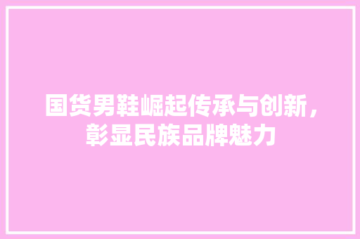 国货男鞋崛起传承与创新，彰显民族品牌魅力