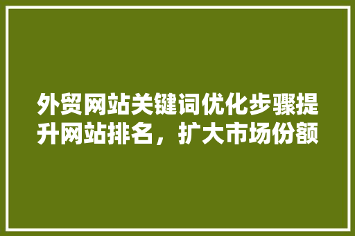 外贸网站关键词优化步骤提升网站排名，扩大市场份额