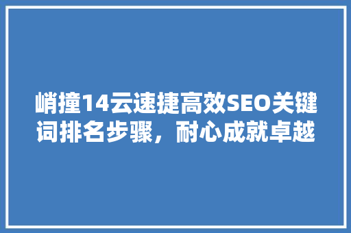 峭撞14云速捷高效SEO关键词排名步骤，耐心成就卓越网站优化