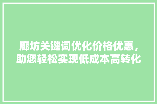 廊坊关键词优化价格优惠，助您轻松实现低成本高转化