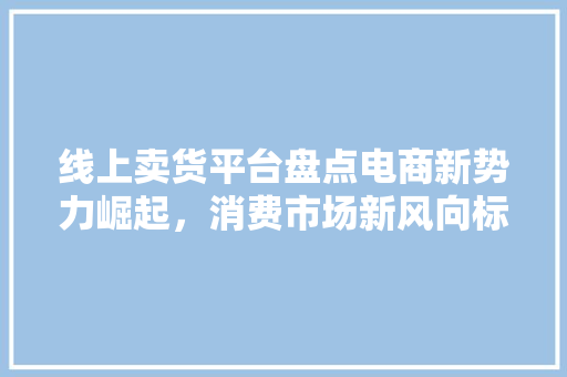 线上卖货平台盘点电商新势力崛起，消费市场新风向标