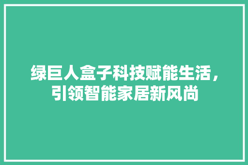 绿巨人盒子科技赋能生活，引领智能家居新风尚