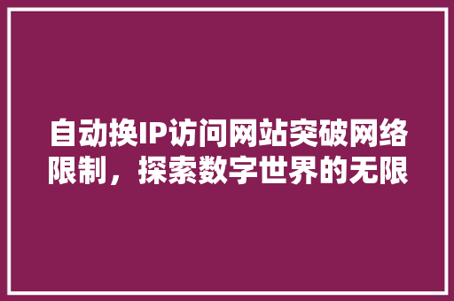 自动换IP访问网站突破网络限制，探索数字世界的无限可能