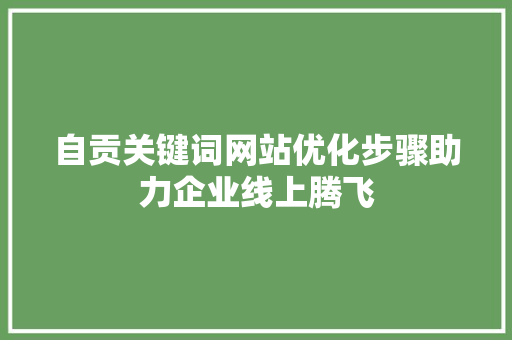 自贡关键词网站优化步骤助力企业线上腾飞