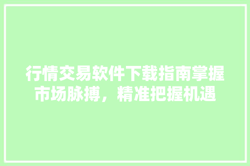 行情交易软件下载指南掌握市场脉搏，精准把握机遇