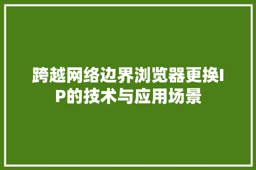 跨越网络边界浏览器更换IP的技术与应用场景